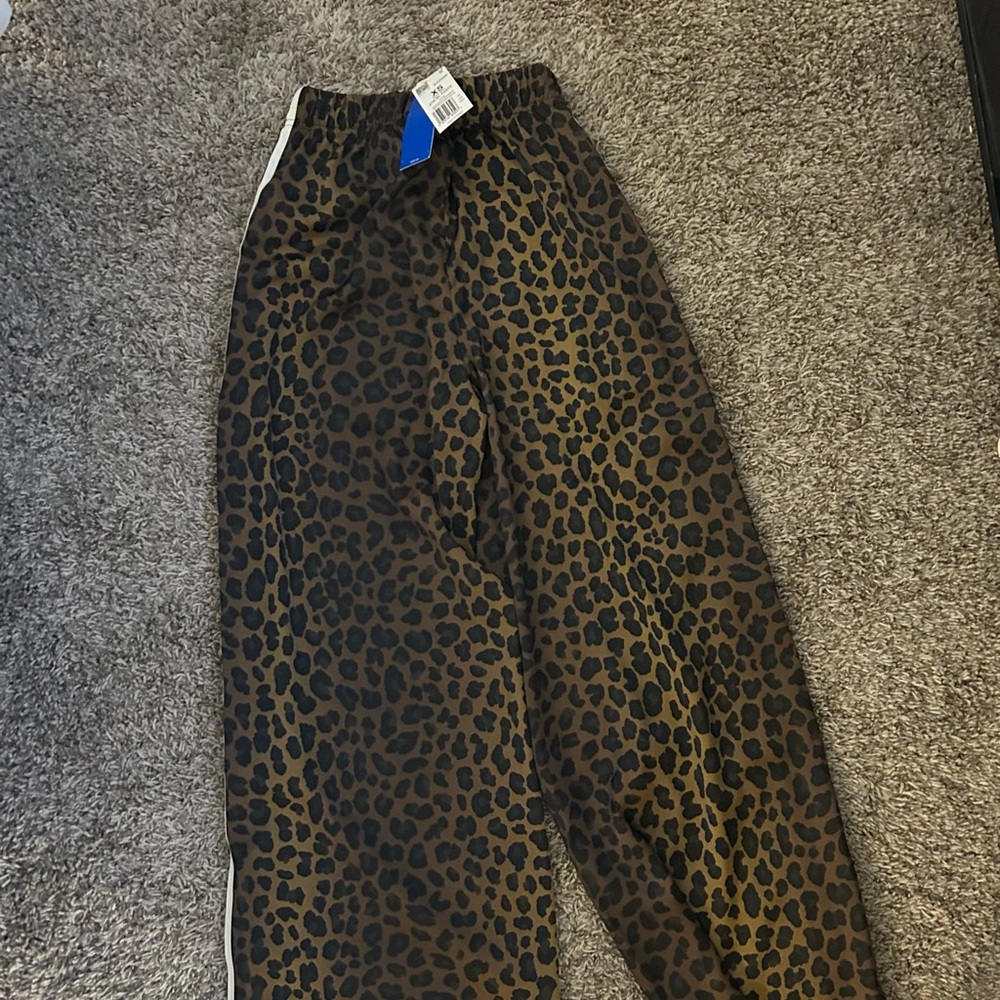 adidas Women's Leopard Print Track Pants with White Stripes - Picture 4 of 4